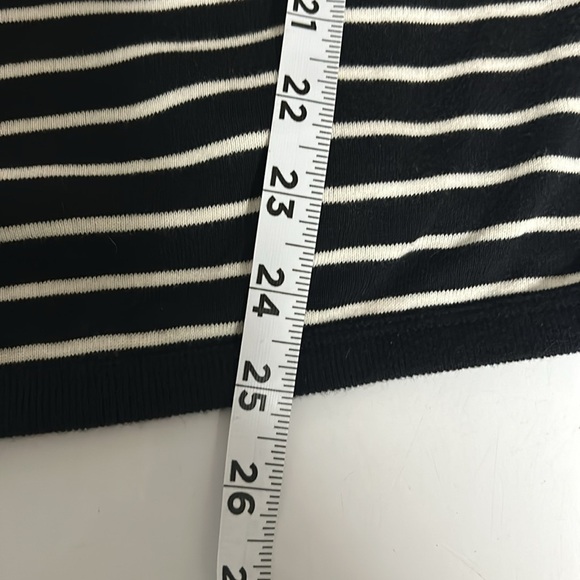 Talbots Black and White Striped Handkerchief Draped Hem Open Cardigan -Size MP - Picture 7 of 8